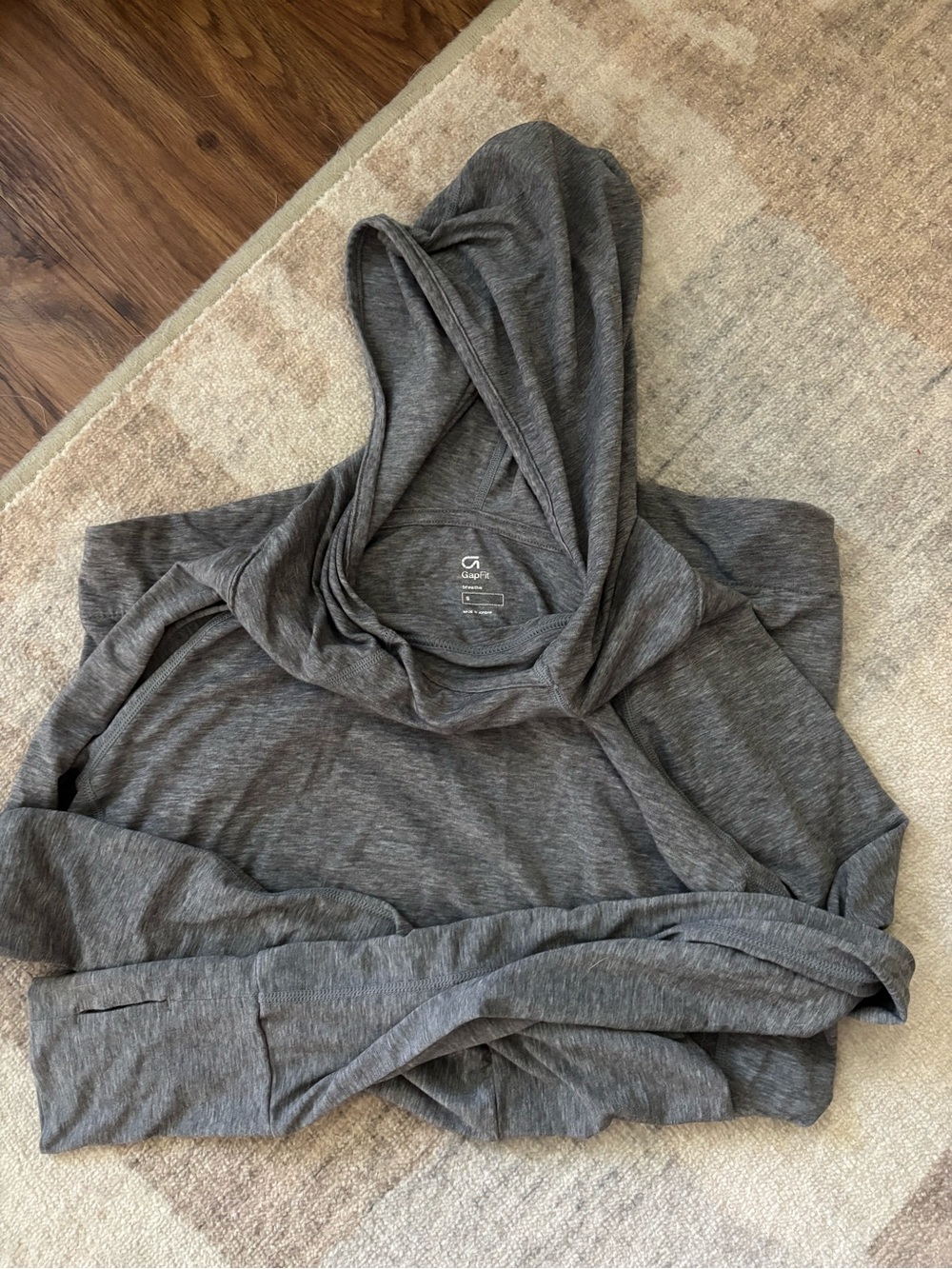 GAP Women's Heather Gray Lightweight Hooded Running Pullover